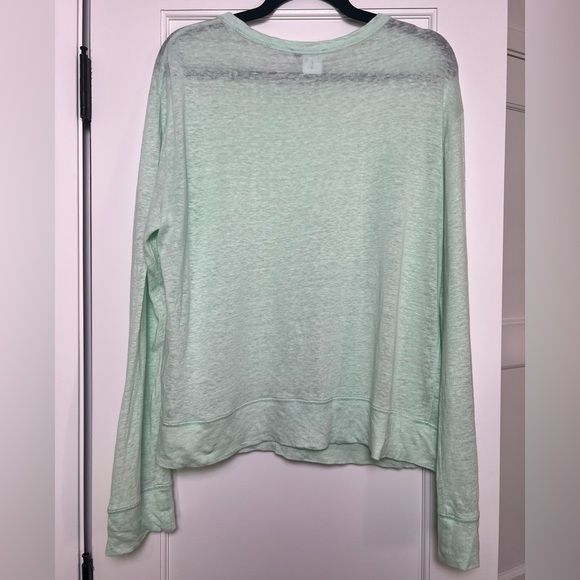 Vince Mint Green Linen Long Sleeve Tee (Large) - Picture 3 of 4